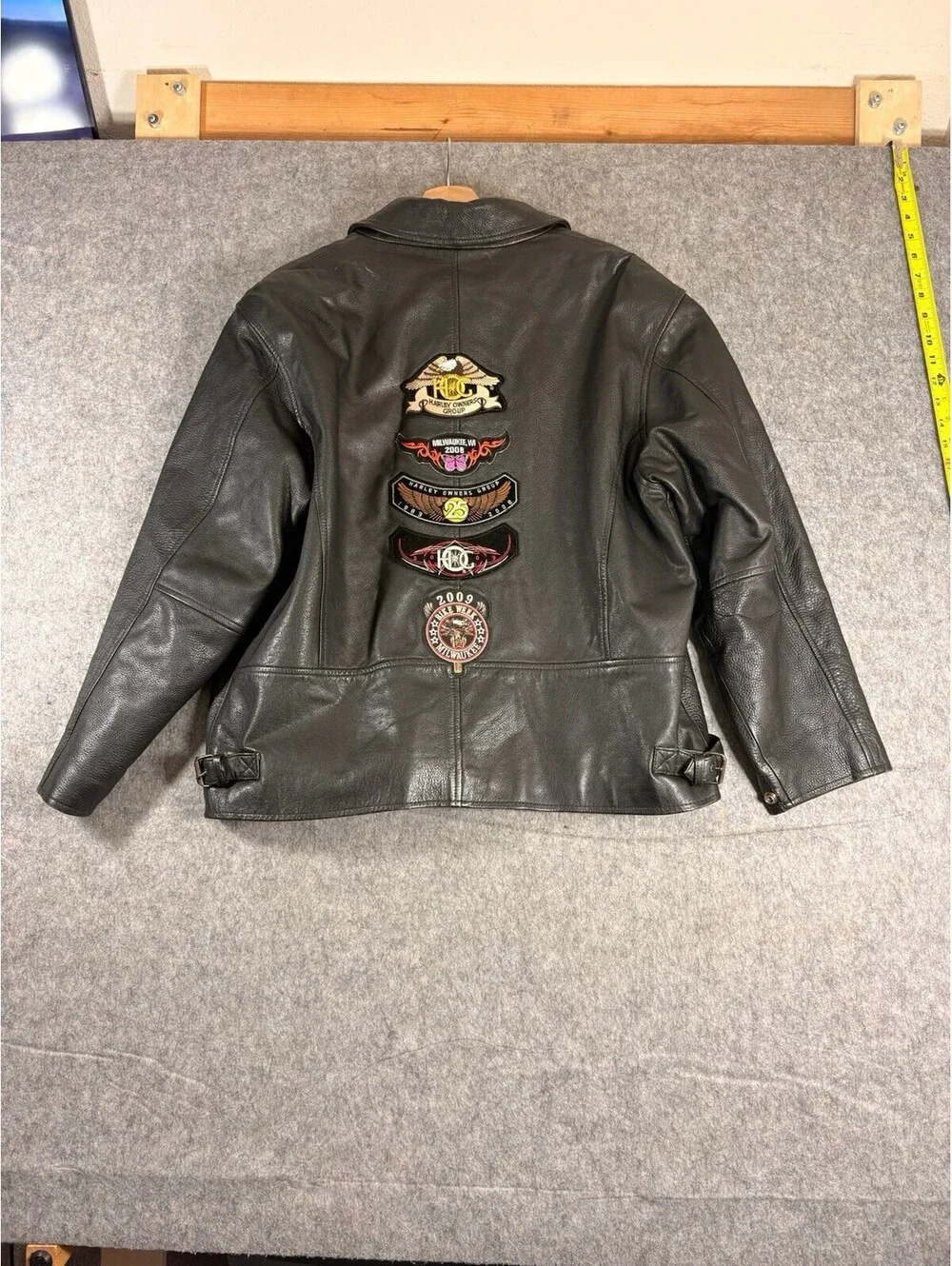 Vintage Wilsons Leathers Motorcycle Jacket Size Large With Harley Patches